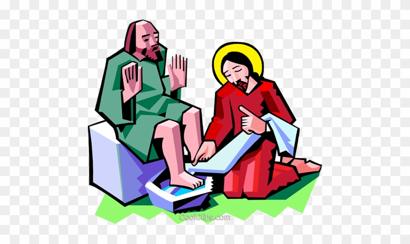 Jesus Washing The Feet Of A Disciple Royalty Free Vector - Jesus Washing Disciples Feet #1082521