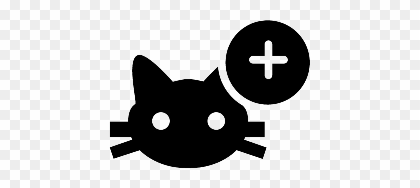 Cat Face With Plus Sign Vector - Cat #1082537