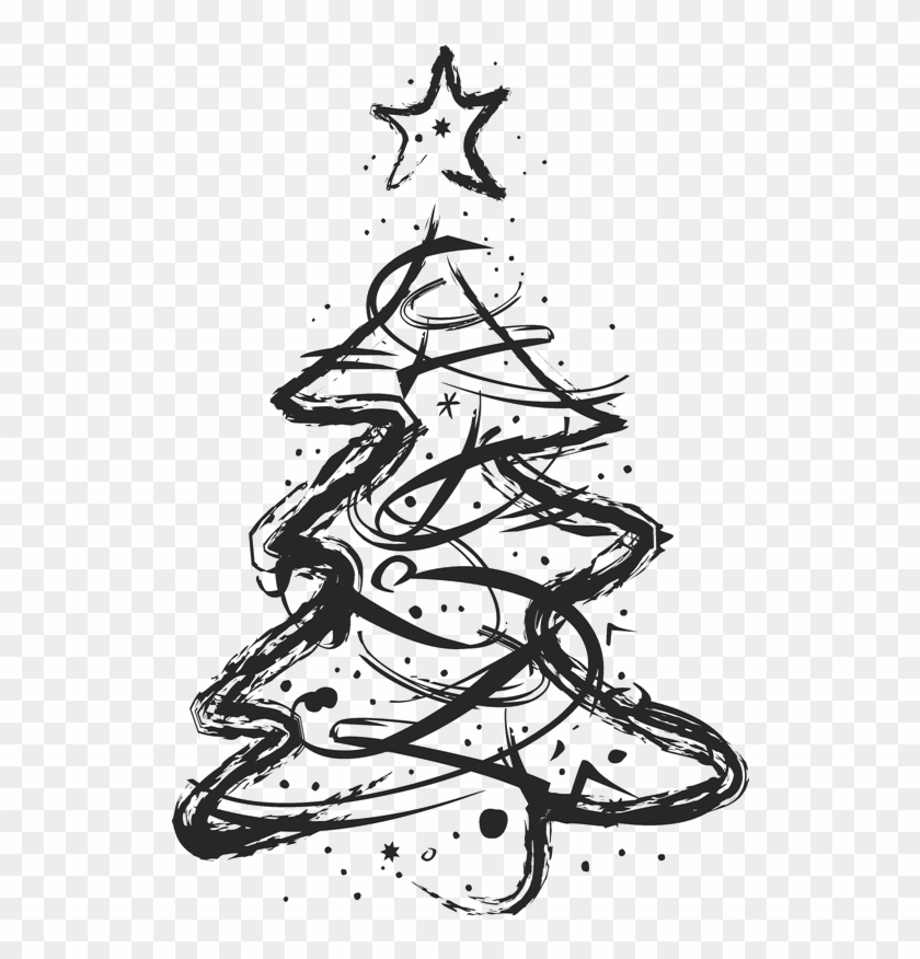 Sketched Artistic Christmas Tree Stamp - Christmas Icon Purple #1082687