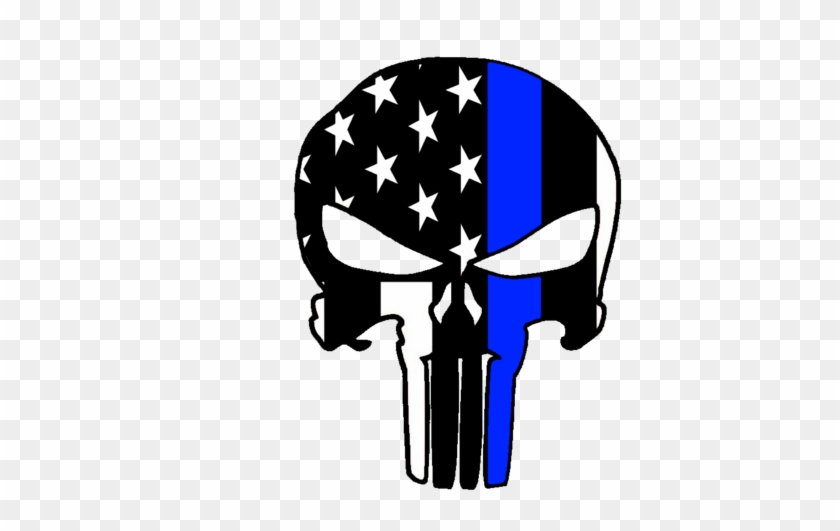 Thin Blue Line Punisher Drinkware - Blue Line Punisher Skull #1082943