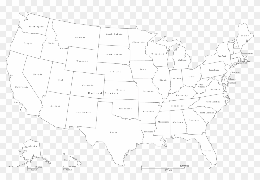 United States Black White Map With States And State - African American Reverse Migration #1083289