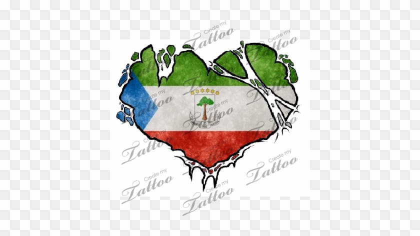 Marketplace Tattoo Equatorial Guinea Flag Heart Tattoo - Equatorial Guinea Flag #1083584