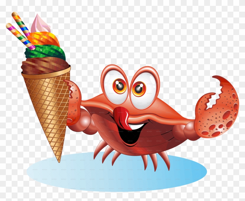 Crab Cartoon With Ice Cream-giff5000 - Cartoon Ice Cream Png #1083717