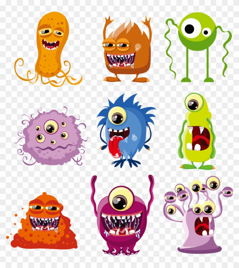 Euclidean Vector Clip Art - Vinyl Stickers Decal Set Of 9 Little Cartoon Monster #1083852