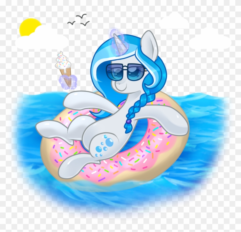 Engibee, Beach, Food, Glowing Horn, Ice Cream, Ice - Cartoon #1084042