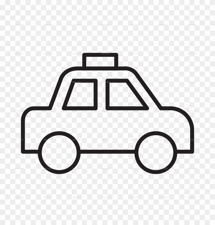 Travel Element Line Icon Set - Taxi Car Drawing #1084458