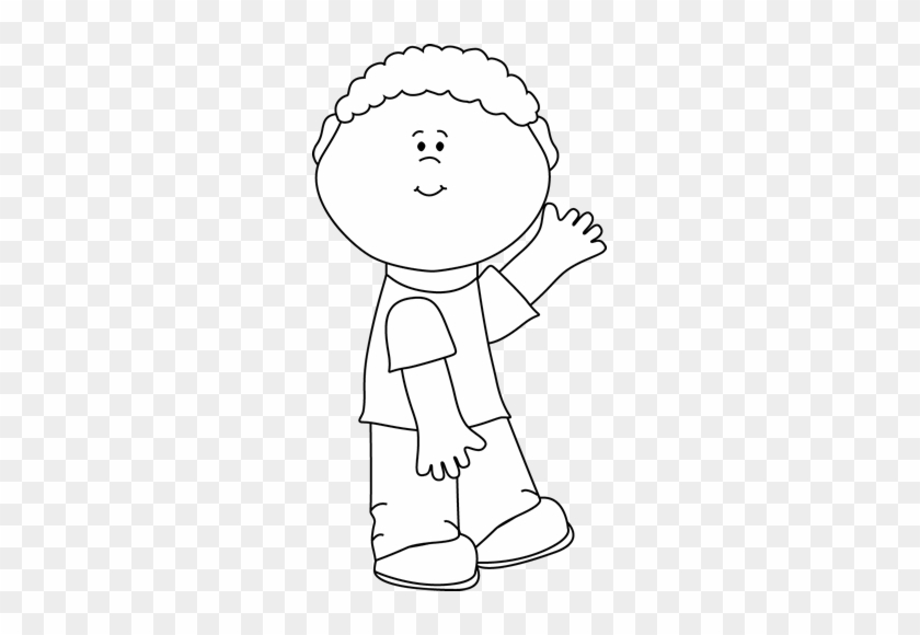 Black And White Boy Waving - Black And White Boy Png #1084490