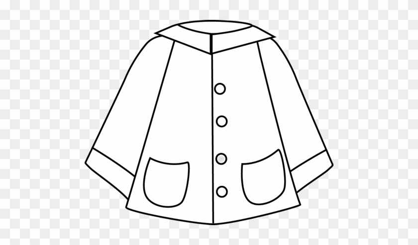 Coat Clipart Black And White - Raincoat Clipart Black And White #1084493