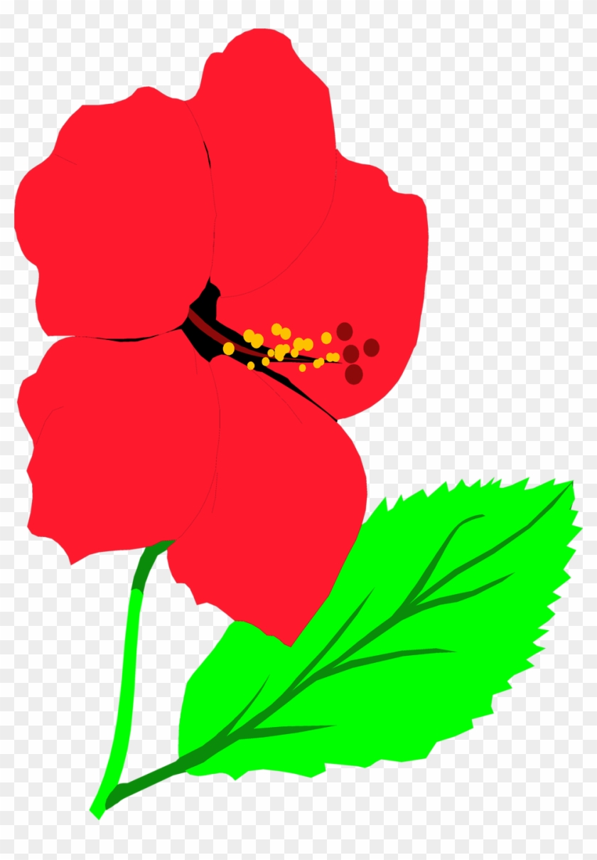 Illustration Of A Red Hibiscus Flower - Clip Art #1084517
