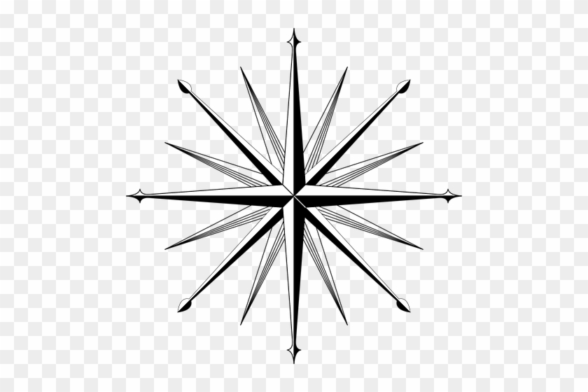 Wind, Rose, Compass, Direction - Blank 16 Point Compass Rose #1084626