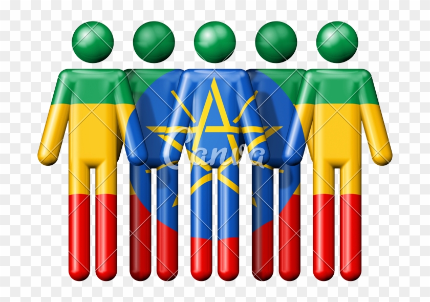 Flag Of Ethiopia On Stick Figure - School Community Stick Figure #1084942