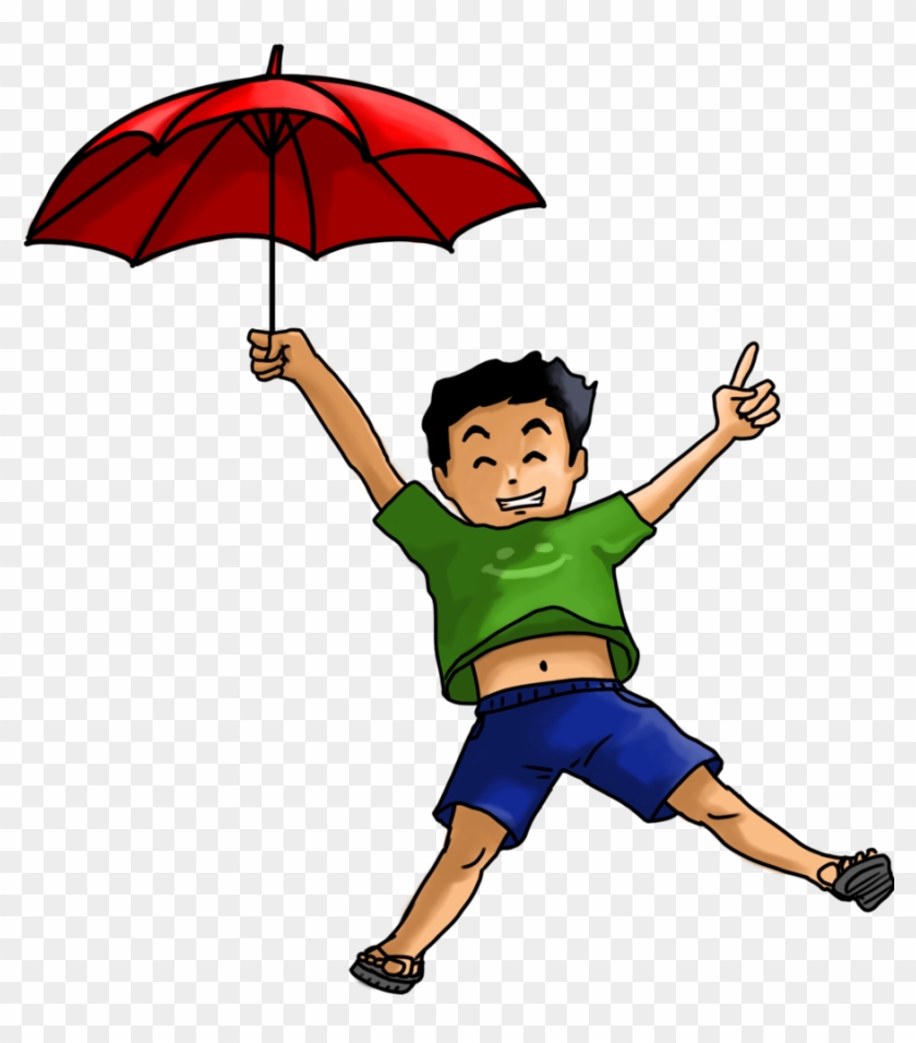 Boy And Umbrella By Justinetutubi Boy And Umbrella - Cartoon Boy With Umbrella #1085140