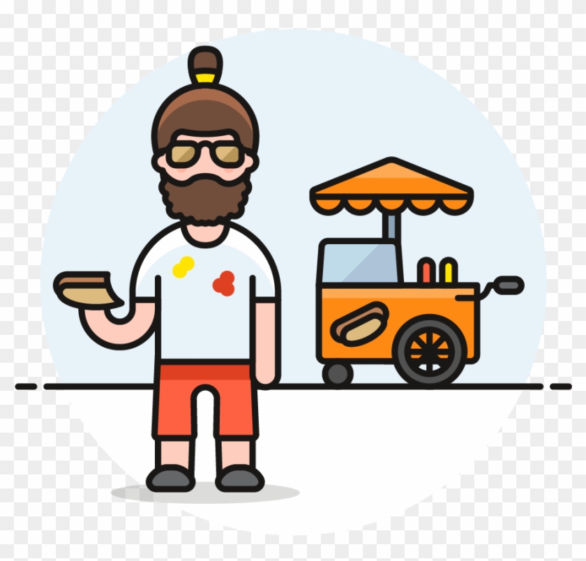 39 Hotdog Food Cart Male Caucasian - Cartoon #1085259