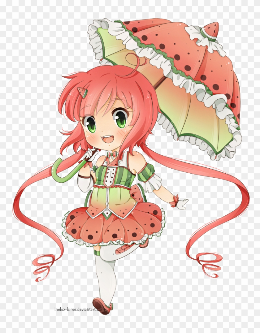Pichus Find A Watermelon By Pichu90 On Deviantart - Watermelon Anime Girl #1085289