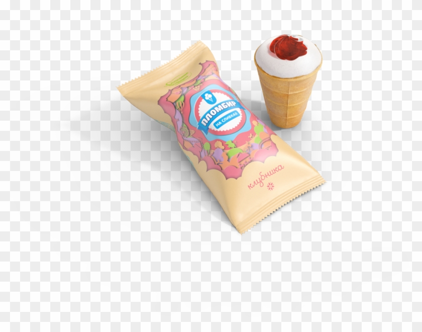 Full Cream Ice Cream In Wafer Cone Withstrawberry Jam - Plombières Ice Cream #1085477