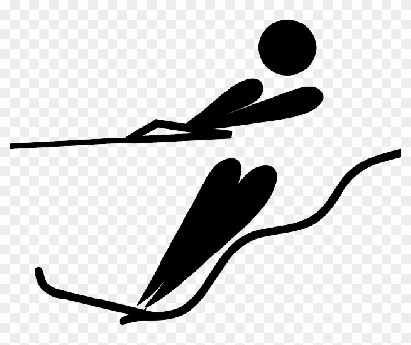 Water, Cartoon, Ski, Sports, Pictogram, Skiing, Olympic - Water Skiing Pictogram #1085601