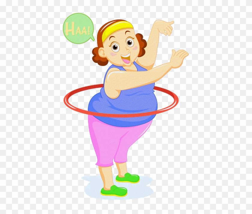 Exercising Lady With Hula Hoop - Fat Women Cartoon Characters #1085853