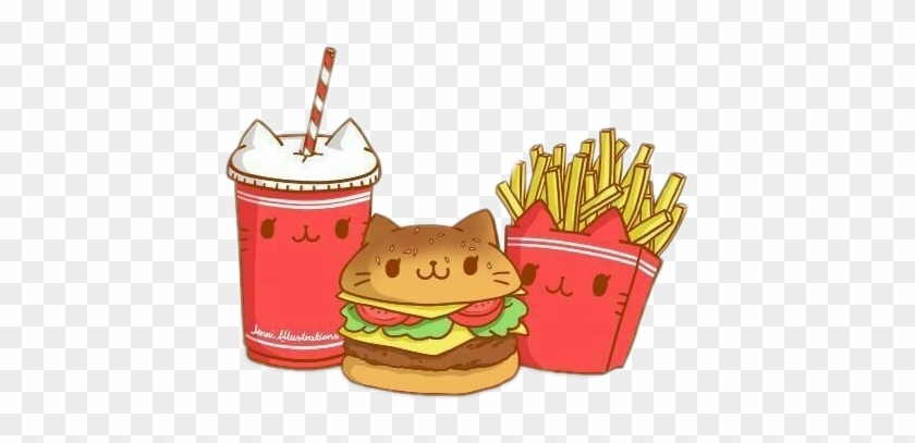 Food Cats Mew Kawaii Cute Freetoedit - Kawaii Fast Food #1086078