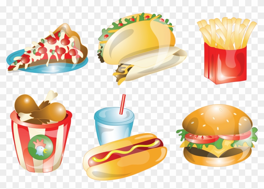 Fast Food Mexican Cuisine Hamburger French Fries Junk - Fast Food Vector #1086113