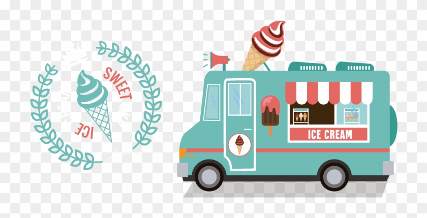 Ice Cream Doughnut Fast Food Take-out - Logo Food Truck Ice Cream Png #1086320