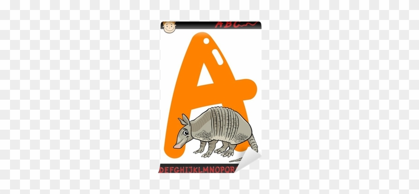 Letter A For Armadillo Cartoon Illustration Wall Mural - Illustration #1086338