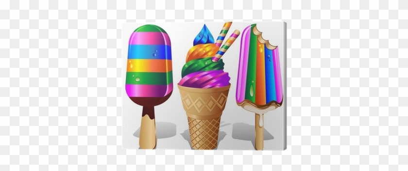 Canvas Ice Cream Ice Lolly Rainbow Colors - Ice Cream Cartoon #1086483