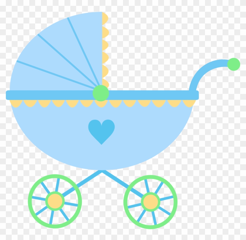 Baby Blue Border Clipart - Cartoon Baby Carriage #1086705