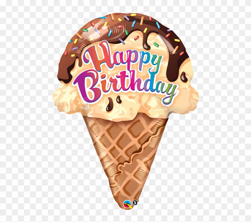 Ice Cream Cone Large Foil Balloon 1pc - Birthday Ice Cream Cone #1087329