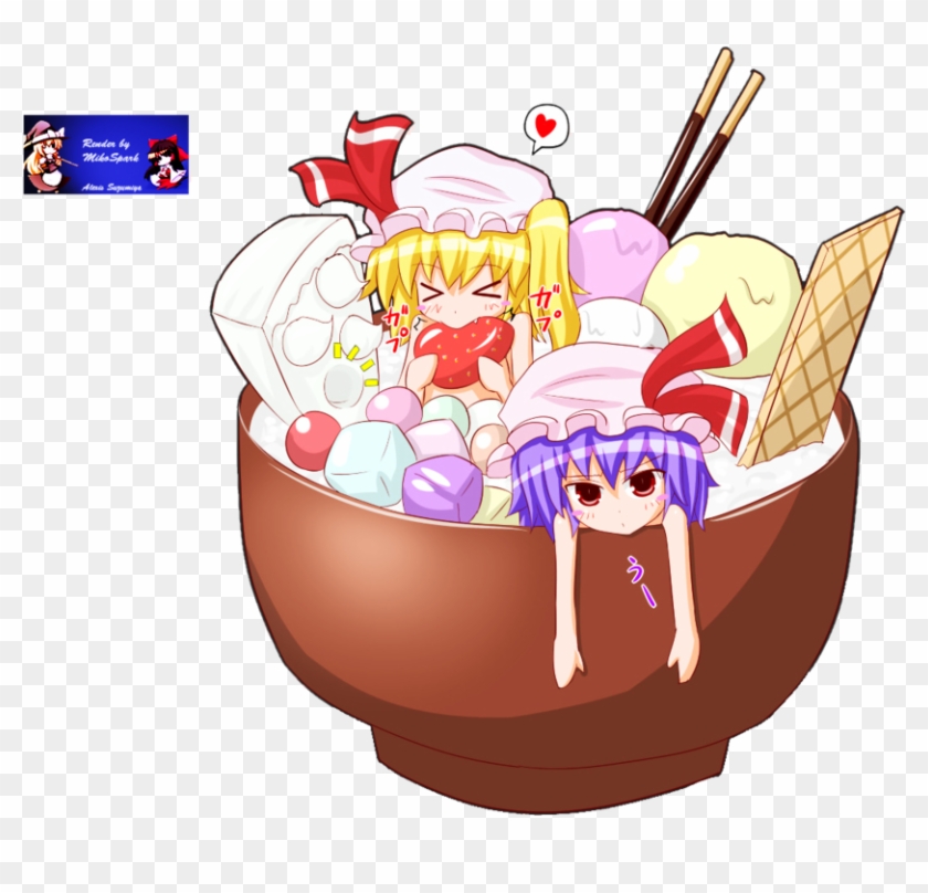 Flandre And Remilia Ice Cream By Alexissuzumiya - Food Cute Anime Chibi #1087404