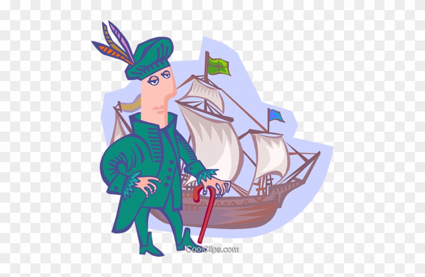 Columbus With Ship Royalty Free Vector Clip Art Illustration - Illustration #1087477