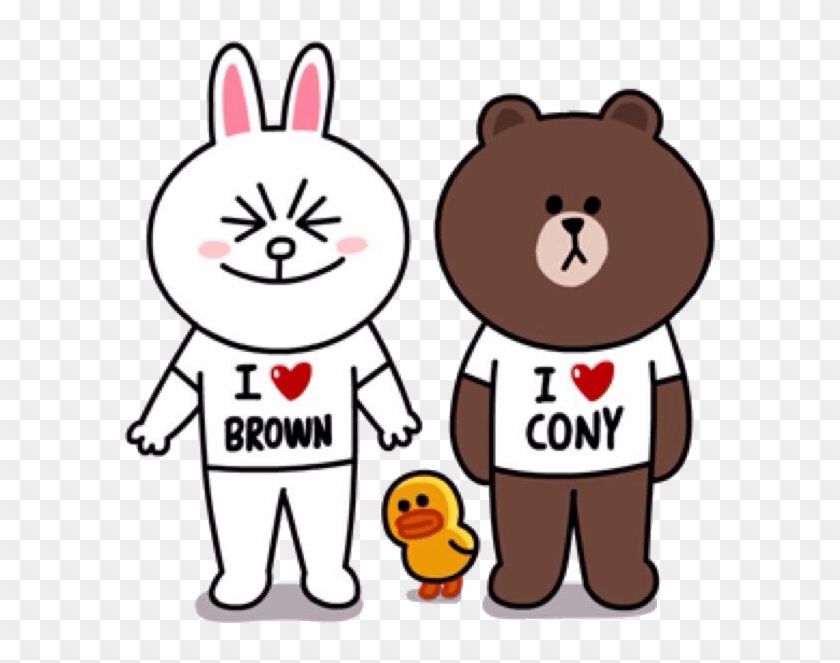 I Love Brown I Love Cony Couple Tees - Line Sticker Brown Date #1087542