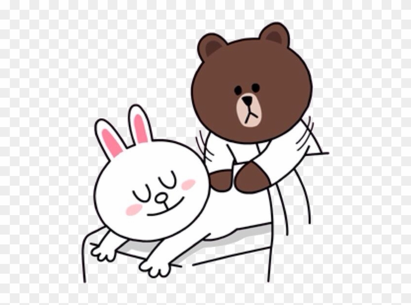 Brown Gives Cony A Good Massage - Line Bear And Bunny #1087544