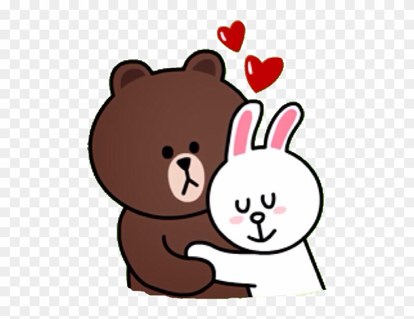 Cuddling Clipart Brown Bunny - Brown And Cony Hug #1087561