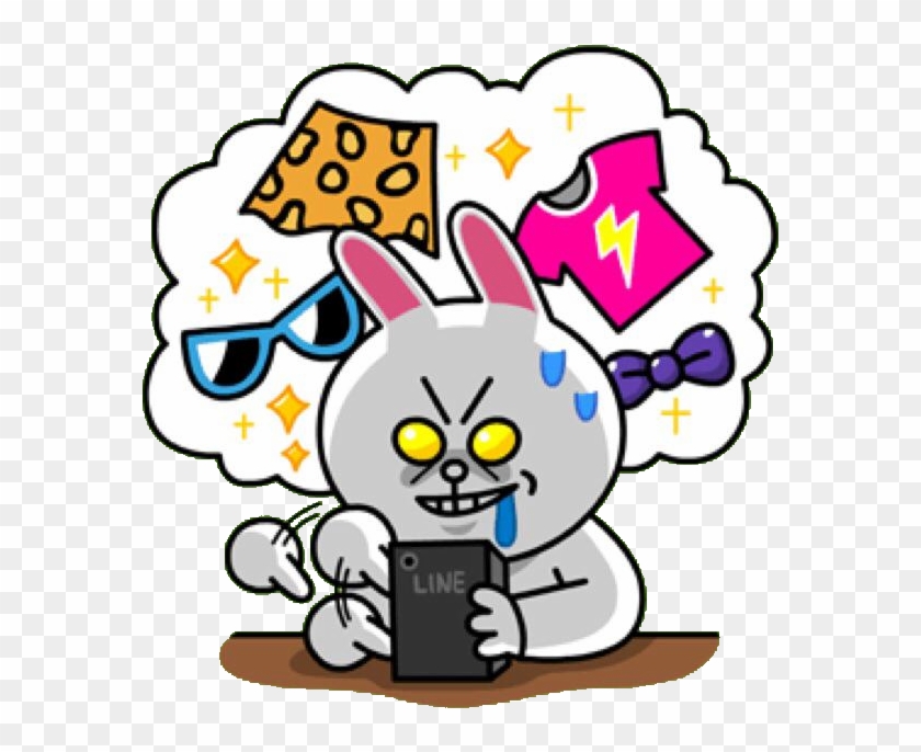 Cony Addicted To Online Shopping - Line Sticker Cony Shopping #1087658