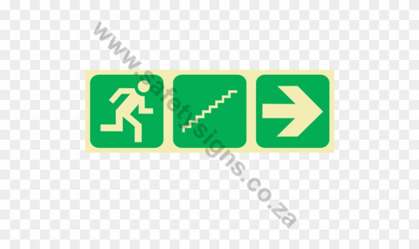 Running Man & Stairs Going Up & Arrow Right Photoluminescent - Escape Route Signs #1088508