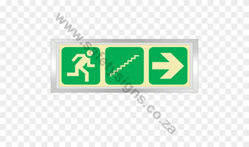 Running Man & Stairs Going Up & Arrow Right Photoluminescent - Safety Signage Go #1088575