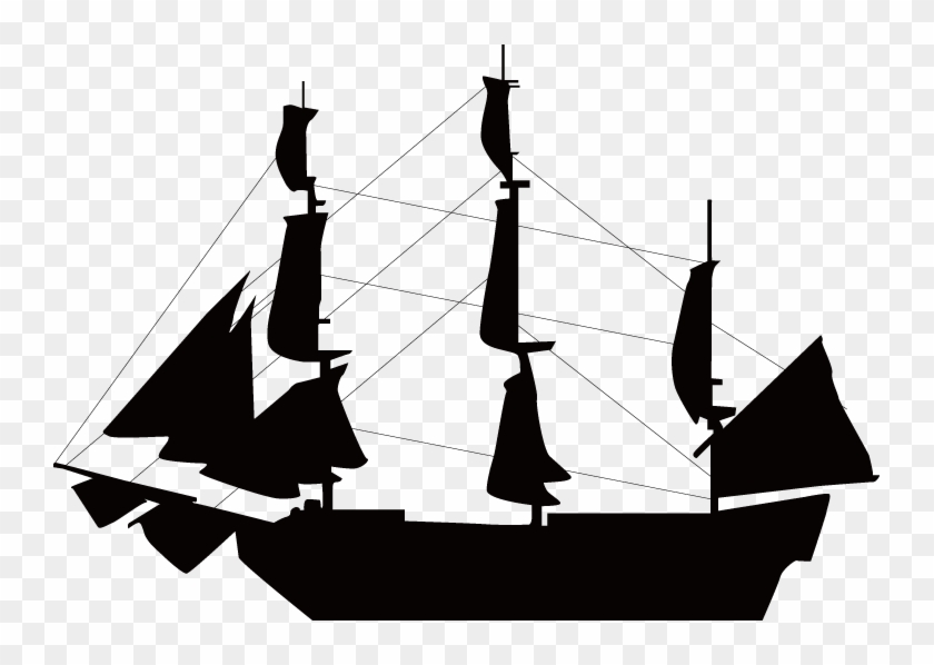 Sailboat Ship Silhouette Clip Art - Slave Ship Silhouette #1088729