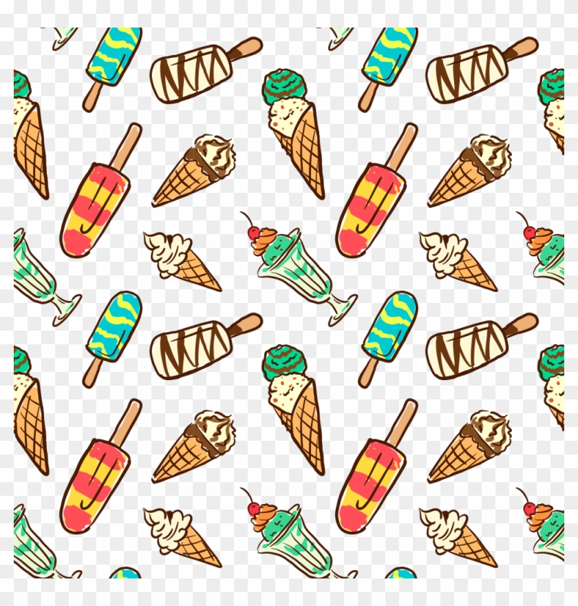 卡通冰淇淋背景 - Fun Ice Cream Pattern On White Background Apple Ipad #1088962