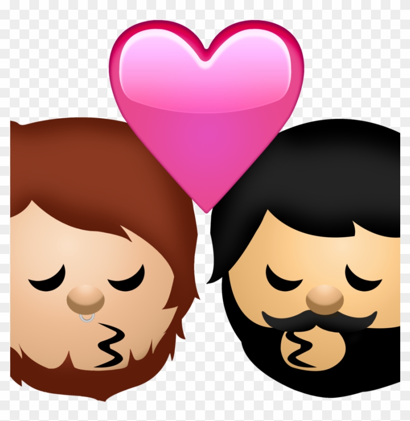 Gay Kiss Emoji By Yaymarkers - Two Guys Kissing Emoji #1088980