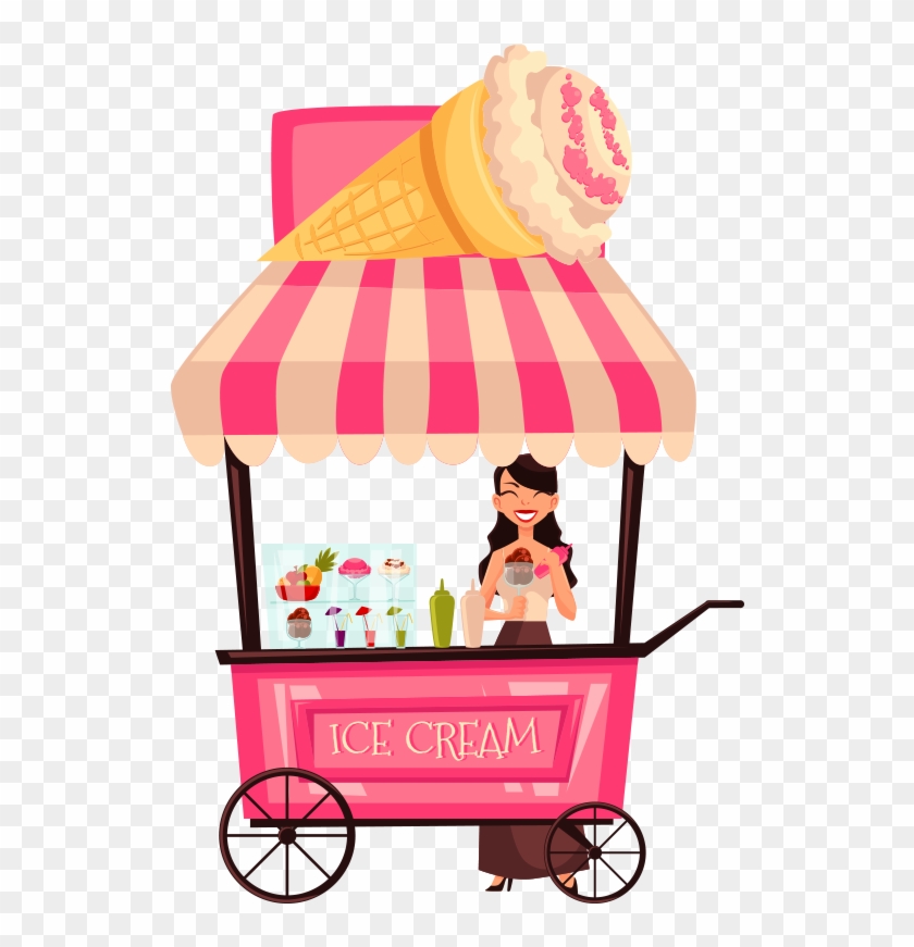 卡通食品路边摊外卖车冰激凌 - Ice Cream Selling Cart #1089060