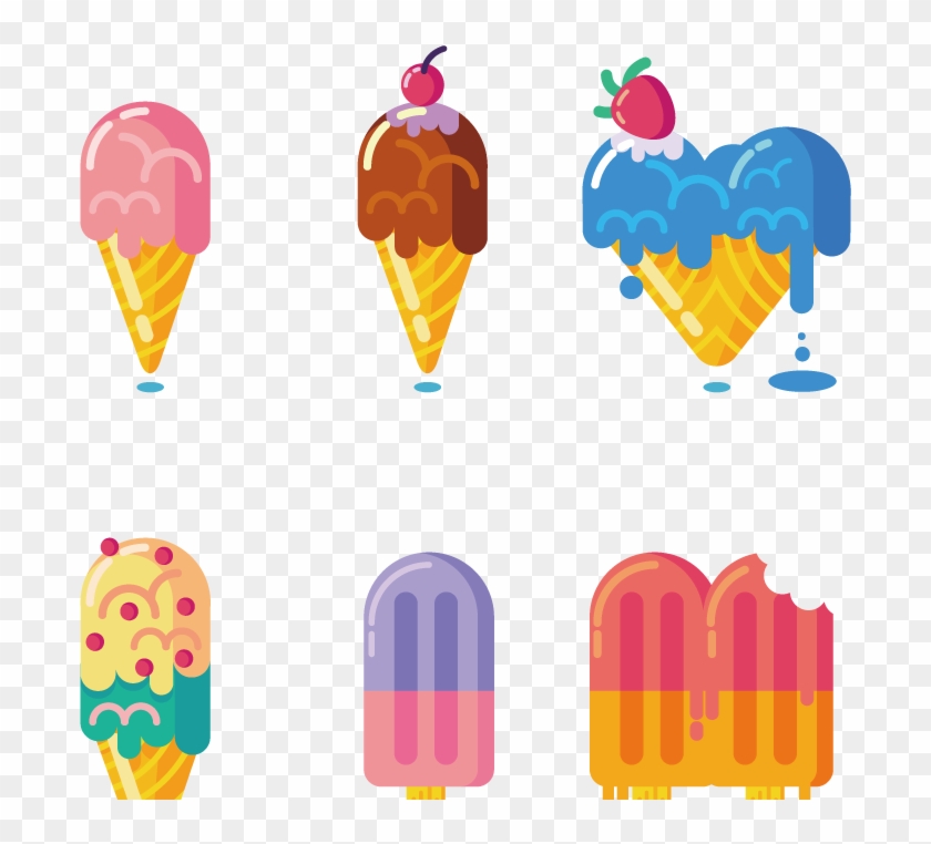 手绘卡通冰淇淋装饰素材 - 手绘卡通冰淇淋装饰素材 #1089067