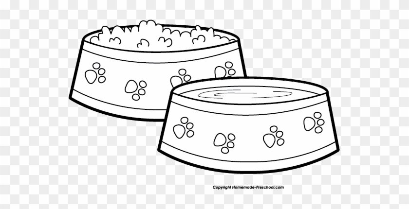 Dog Food Bowl Clip Art Black And White - Dog Bowl Clipart Black And White Png #1089117