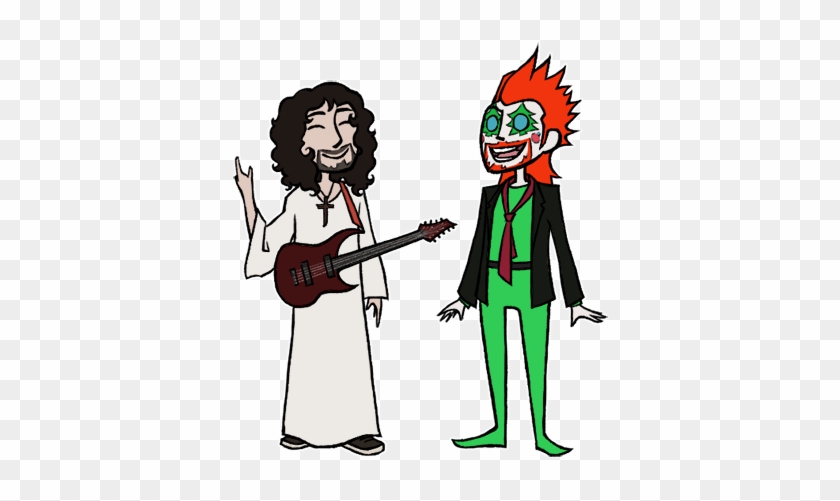 Electric Guitar Jesus And Christmas Satan By Russianyoshkinaneko - Cartoon #1089422