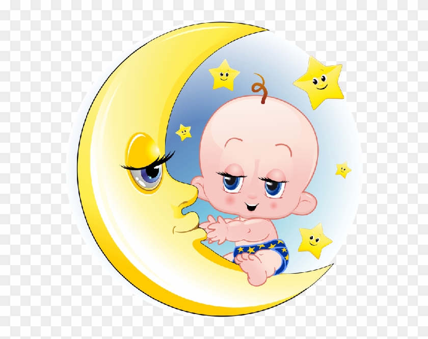 Baby Girl And Boy On Moon Cartoon Clip Art Images - Baby On Moon #1089510