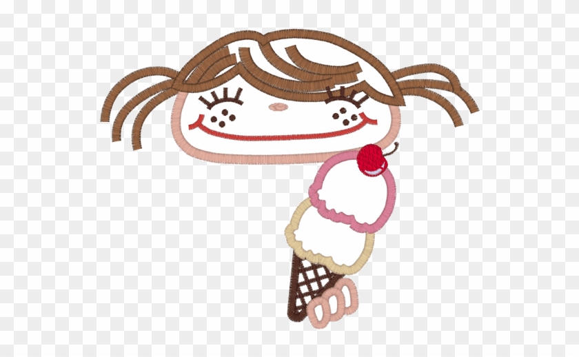 Watermelon Girl Girl With Icecream Applique - Watermelon Girl Girl With Icecream Applique #1089840