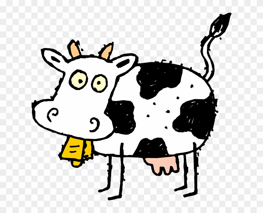 Drawing, Cow, Bell, Horns, Nasty, Spots, Diseased, - Free Clip Art Cows #1089865