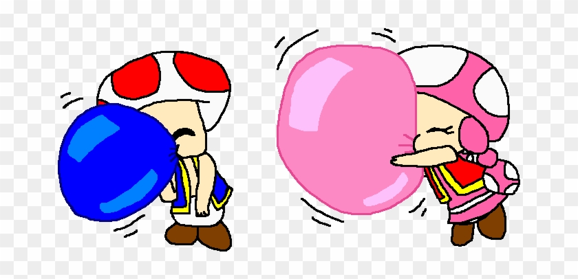 Toad And Toadette Chibi Couple Bubble Gum 2 By Pokegirlrules - Bubble Gum #1090011