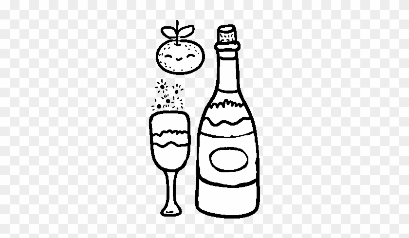 Glass Of Champagne For New Year's Eve Coloring Page - Coloring Book #1090167
