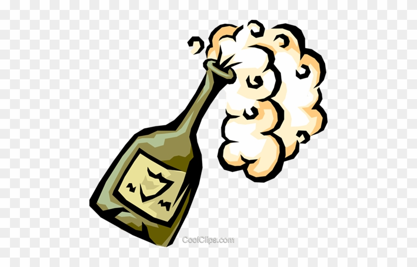 Champagne Bottle Popping Royalty Free Vector Clip Art - Clipart Sektflasche #1090481