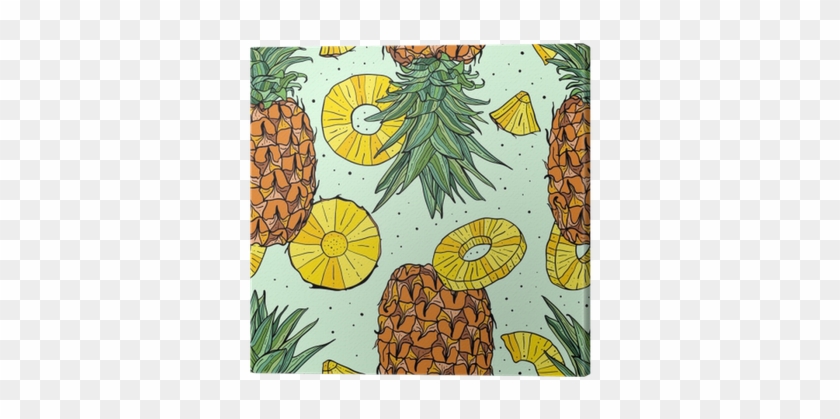 Pineapple Tropical Vector Seamless Pattern Canvas Print - Wallpaper #1090533